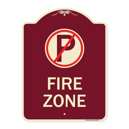Signmission Fire Zone No Parking Symbol Heavy-Gauge Aluminum Architectural Sign, 24" x 18", BU-1824-23972 A-DES-BU-1824-23972